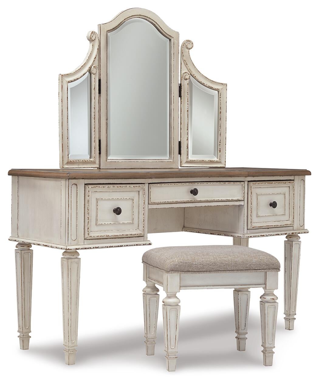 Realyn Vanity/Mirror/Stool (3/CN)