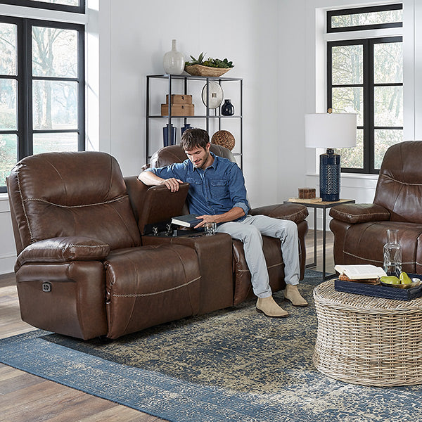 Leya Leather Console Reclining Loveseat