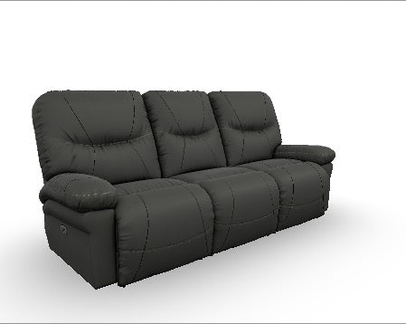 Leya Gunmetal Leather Double Reclining Sofa