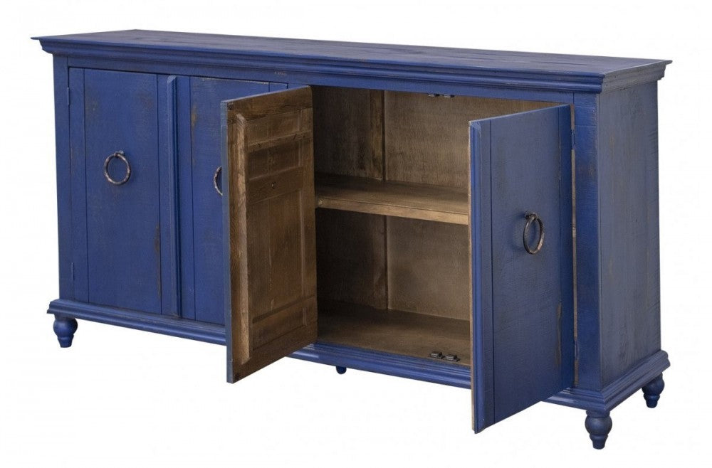 Capri Console w/ 4 Doors, Blue Finish