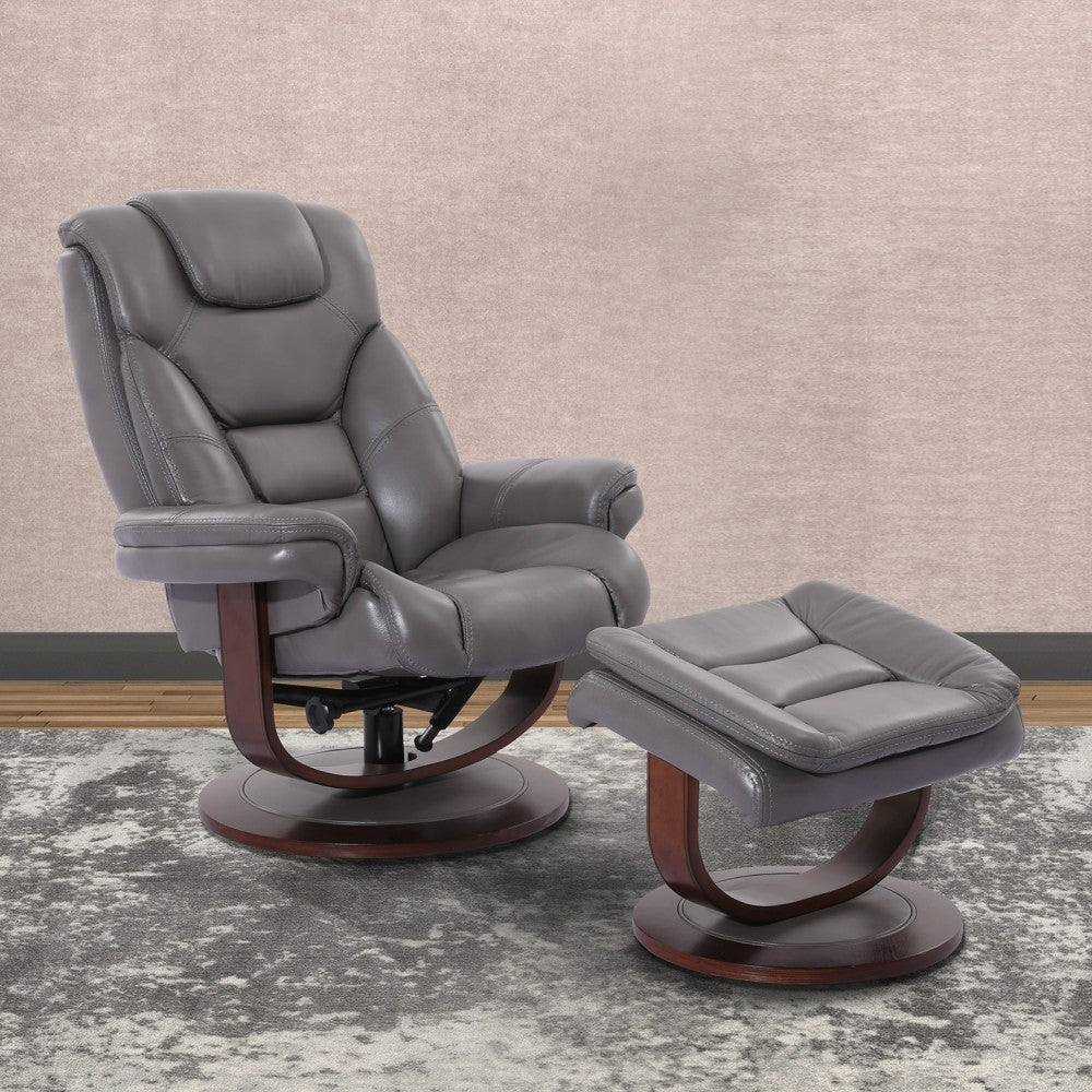 Monarch Ice Grey Reclining Chair and Ottoman