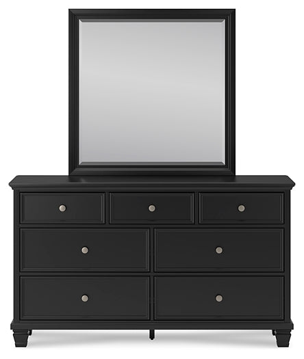 Lanolee Full Panel Bed with Mirrored Dresser and Nightstand