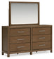 Cabalynn California King Panel Bed with Storage with Mirrored Dresser and 2 Nightstands